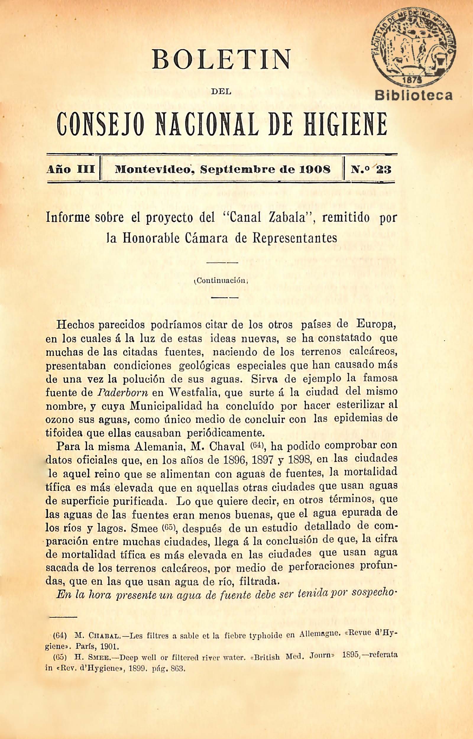 Ver Vol. 3 Núm. 23 (1908): Boletín del Consejo Nacional de Higiene