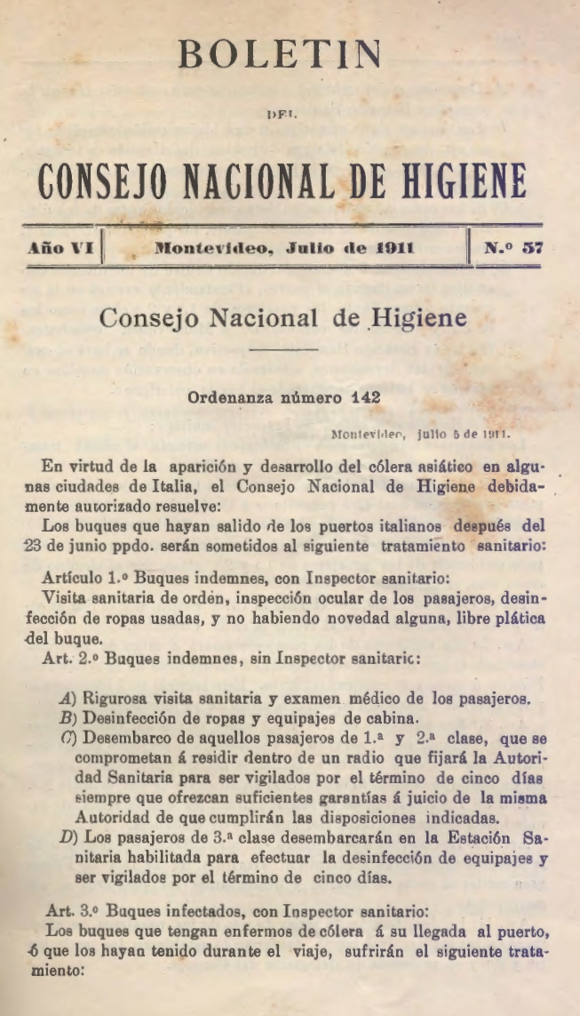 Ver Vol. 6 Núm. 57 (1911): Boletín del Consejo Nacional de Higiene